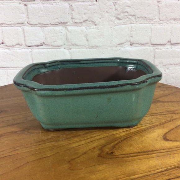 Other - Glazed Hand Painted Teal Bonsai Planter